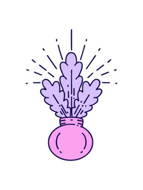 Geleneksel dövmeli ev bitkisinin canlandırmasının neon ışık efektleri