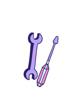 Yanıp sönen radyal çizgiler İngiliz anahtarı ve tornavida animasyonu