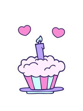 Bir karikatür karikatür doğum günü pastasının dönen kalp animasyonu