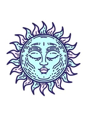 Geleneksel ortaçağ güneşiyle dövmenin hareketli animasyonu