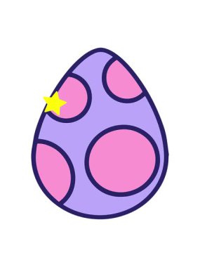 Parıldayan yıldızlar sevimli paskalya yumurtası animasyonunu etkiler.