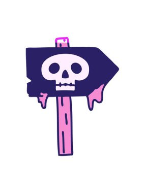 Kafatası olan ürkütücü bir cadılar bayramı tabelasının animasyonunu canlandırın.