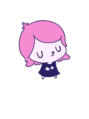 Çizgi film çizimi Kawaii kızının yükseliş ve yüzme animasyonu