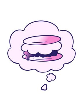 Düşünce baloncuğu yumuşak eğimli smore çizgi filminin animasyonunu bob ve duraklat