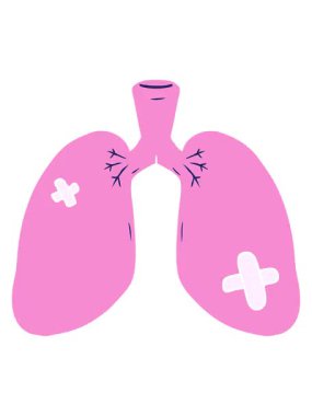 Düz renkli çizgi filmin canlandırma efekti düzeltilmiş akciğerler