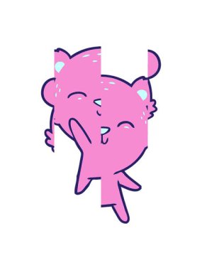 Mutlu çizgi film ayısının bölünmüş hareket animasyonu