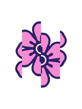 Bir çiçeğin dekoratif çiziminin bölünen hareketi