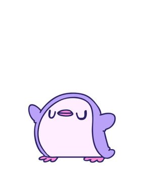 Çizgi film çizimleri, sevimli bir penguenin kawaii 'sini canlandırıyor.