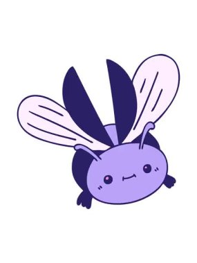 Titrek hareketli el animasyonu çizilmiş tuhaf çizgi film uçan böceği.