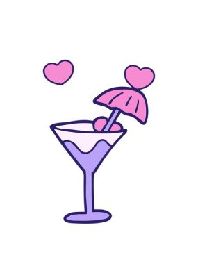 dönen kalpler çizgi film karalama kokteylinin animasyonu