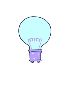 Kalk ve süzül el animasyonu çizilmiş garip çizgi film ampulü