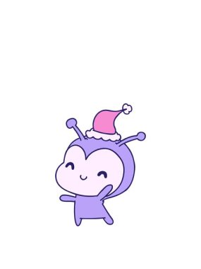 Sıçrama hareketi animasyonu Kawaii bayan böceğinin Noel karikatürünü çizdi.