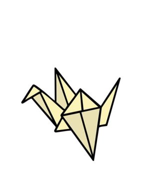 Japon katlanmış kağıt origami kuşunun animasyonunu genişletiyorum.