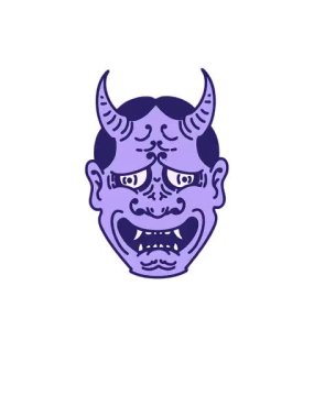 Japon tiyatrosunun kabuki iblis maskesinin canlanması ve yüzdürülmesi