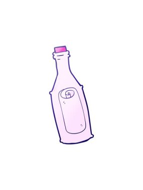 Şişedeki çizgi film mesajının yıldız patlaması etkisi animasyonu