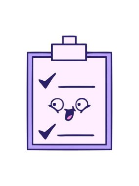 Bir kontrol listesinin sevimli karikatürünü oynat ve duraklat