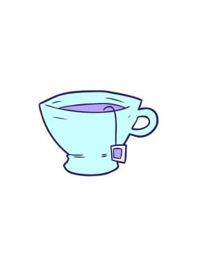 Kalk ve bir fincan çay çizgi filminin animasyonunu uçur.