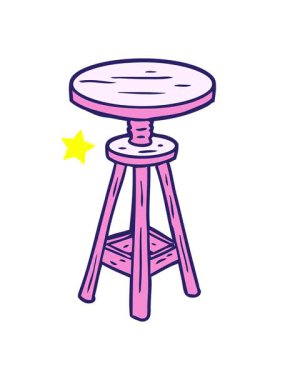 Parıldayan yıldızlar çizgi film ayarlanabilir sanatçı taburesinin animasyonunu etkiler.