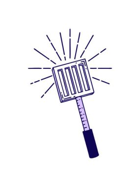 Geleneksel dövme stili mutfak spatulasının neon ışığı animasyonu