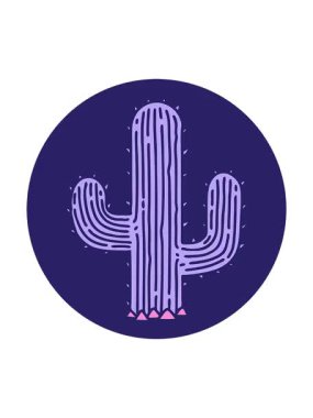 Bir kaktüsün ikonik dövme tarzının dönen hareketli animasyonu