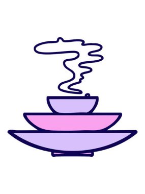 Bir yığın Japon yemek kasesinin neon ışık efektleri