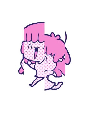 Bir kadının neon palet karikatürünü bölme hareketi