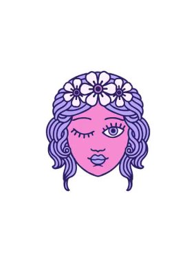 Göz kırpan yüz dövme tasarımının göz alıcı satış animasyonu