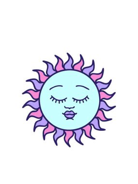 Yanıp sönen radyal çizgiler. Yüz tasarımı ile güneşin animasyonu.