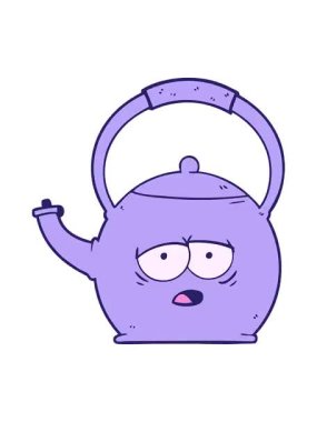 Titrek hareketli çaydanlık çizgi filmi canlandırması