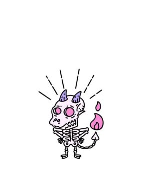 Geleneksel dövme stili iskelet iblis karakterinin hareketli canlandırması