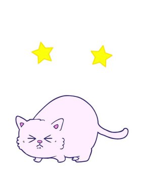 Kızgın bir kedi çizgi filminin dönen yıldızları.