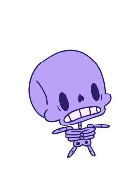 Çizgi film çizimlerinin animasyonunu genişletiyorum kawaii sevimli ölü iskelet