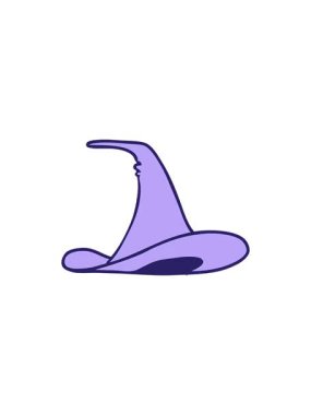 Bir cadı şapkasının çizgi film karalamalarının gösterişli satış animasyonları