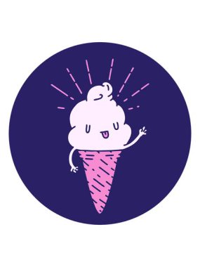 Dövme stili dondurma karakterinin canlandırmasını salla ve duraklat