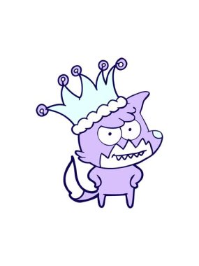 Komik şapkalı sırıtan tilki çizgi filminin neon ışık efekti animasyonu