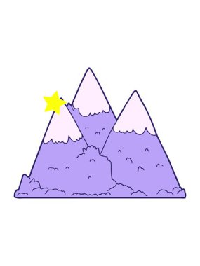 Parıldayan yıldızlar karalama dağlarının animasyonunu etkiler