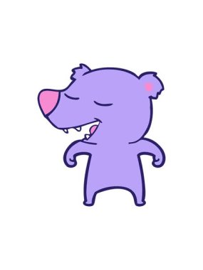 Dikkat çekici çizgi film Kawaii ayı tasarımı.