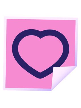 Kalp sembolü illüstrasyon kare çıkartmasının titreşimli hareketi