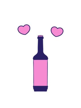 Garip bir şarap şişesinin dönen kalp animasyonu.