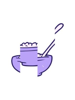 Bir kase pirinç karikatürünün hareketli animasyonu