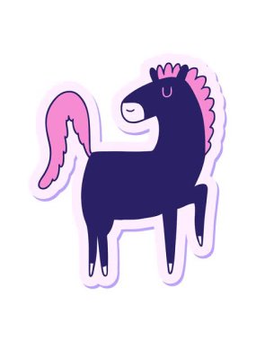 Mutlu bir at çizgi filminin çıkartmasının hareketli animasyonu