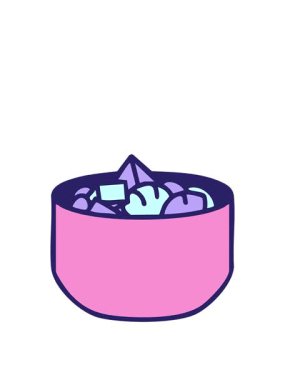 Karışık deniz ürünleri ve sebze Japon yemek kasesinin animasyonunu genişletiyor.