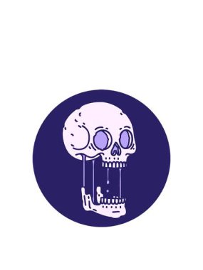 Bir kafatasının ikonik retro dövme tasarımının zıplama hareketi animasyonu