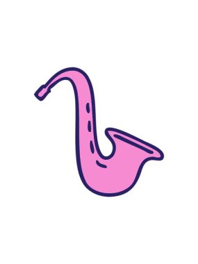 Müzikal saksafonun retro grunge desenli çizgi filminin hareketli animasyonu