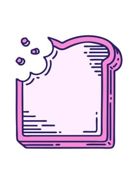 Isırılmış bir ekmek diliminin dövme stili görüntüsünü salla ve durdur