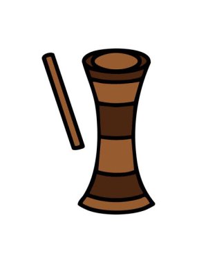 Brezilya 'nın geleneksel müzik enstrümanının animasyonunu salla ve durdur