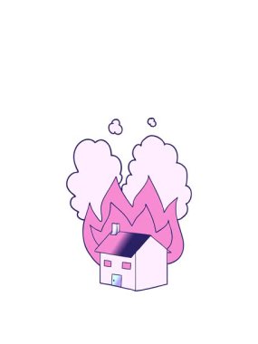 Çizgi film yanan evin animasyonunu genişletiyor.