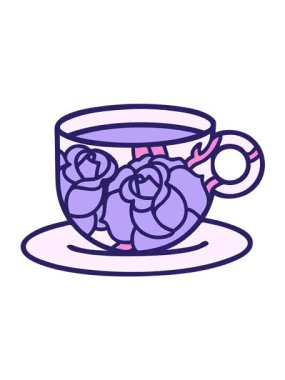 Bir kupa ve çiçeğin karalamalarının hareketli animasyonları