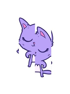 Sakin çizgi film kedisinin bölme hareketi