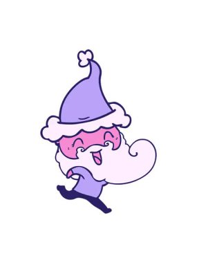 Noel Baba şapkası takan mutlu sakallı adamın animasyonu.